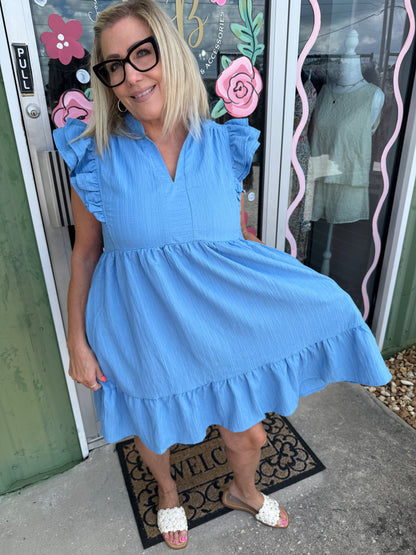 Ruffle Sleeve Babydoll Dress