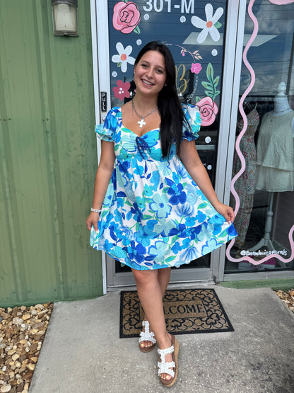 Floral Bliss Puff Sleeve Mini Dress
