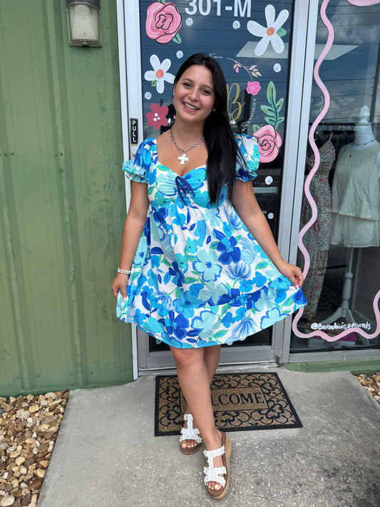 Floral Bliss Puff Sleeve Mini Dress