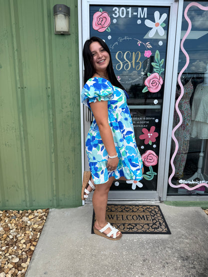 Floral Bliss Puff Sleeve Mini Dress
