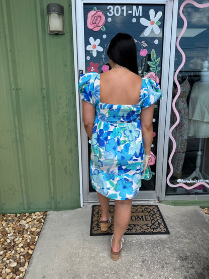 Floral Bliss Puff Sleeve Mini Dress