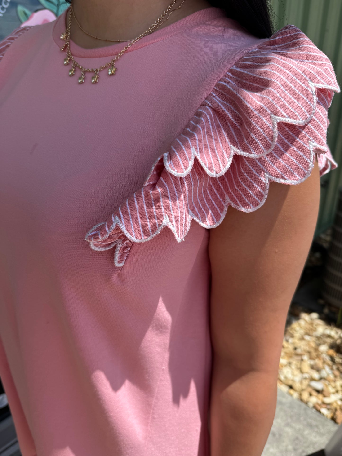 French Terry Ruffle Sleeve Dress