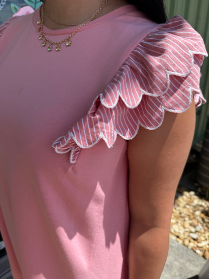 French Terry Ruffle Sleeve Dress