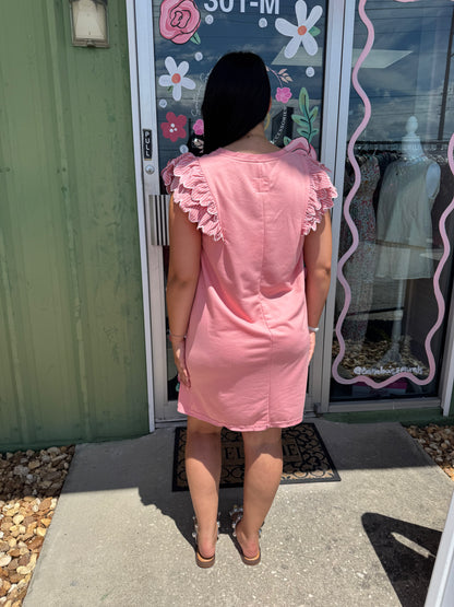 French Terry Ruffle Sleeve Dress