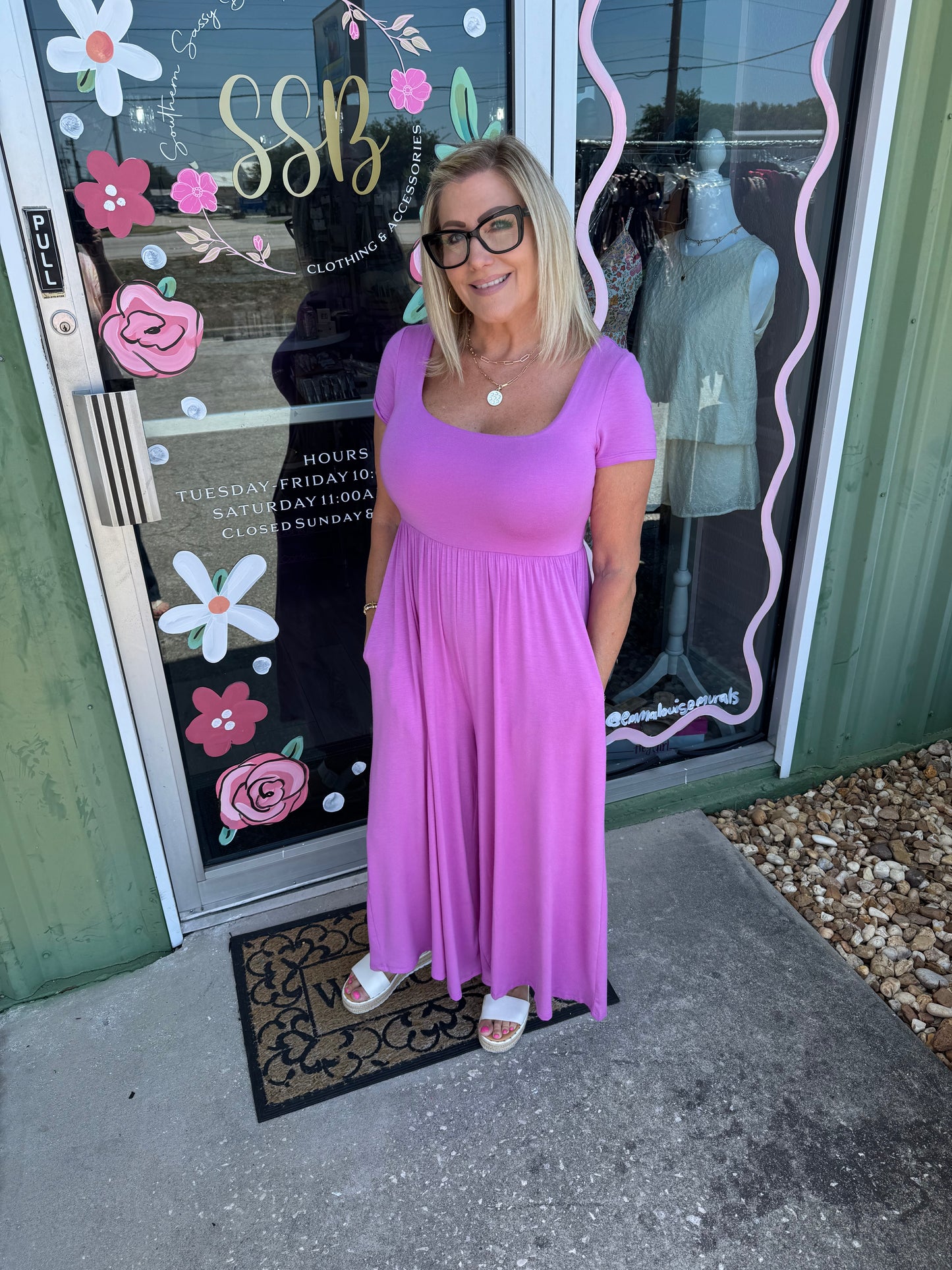 Double Layered Short Sleeve Jumpsuit with Pockets