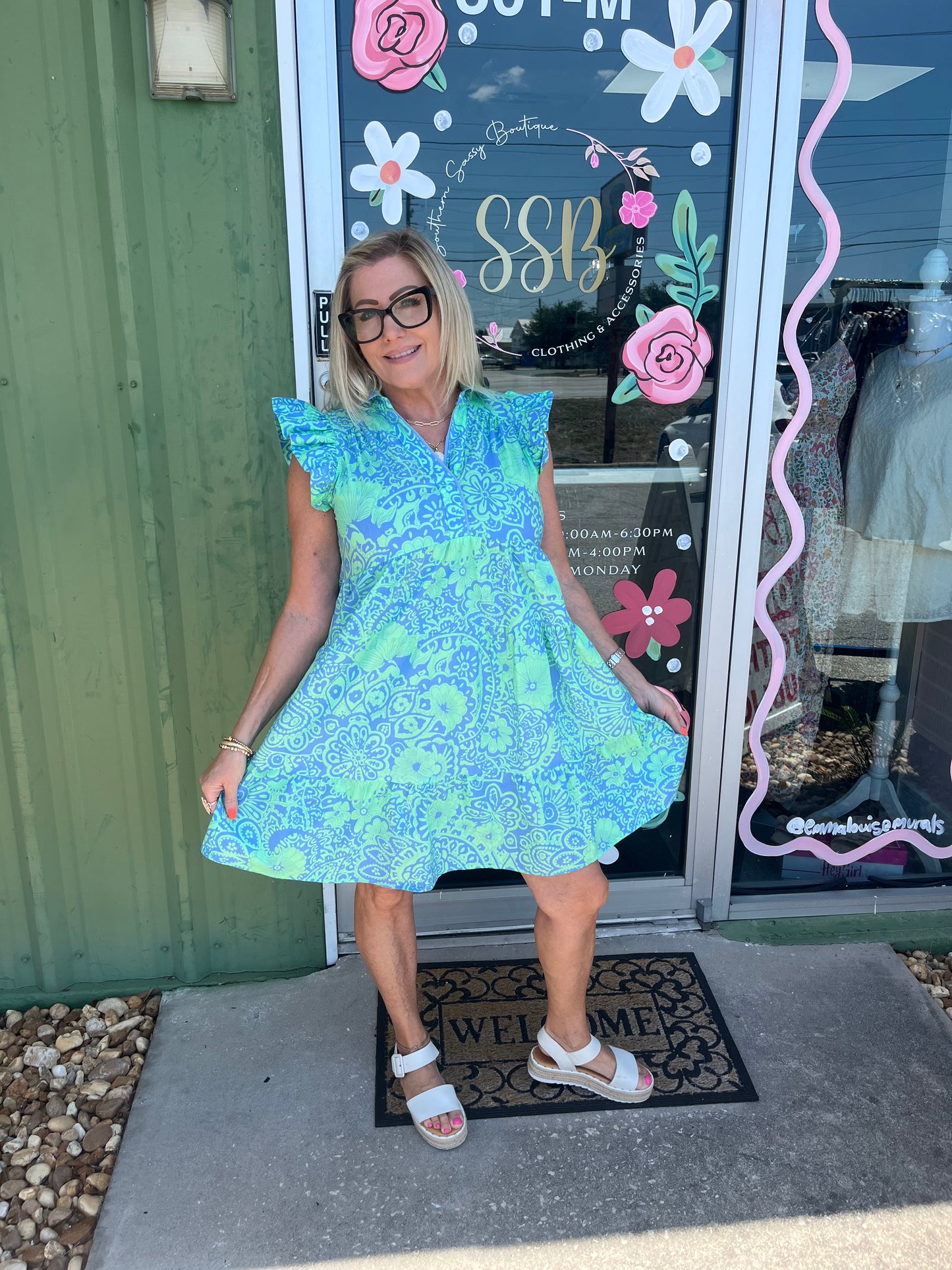Medallion Print Ruffle Dress