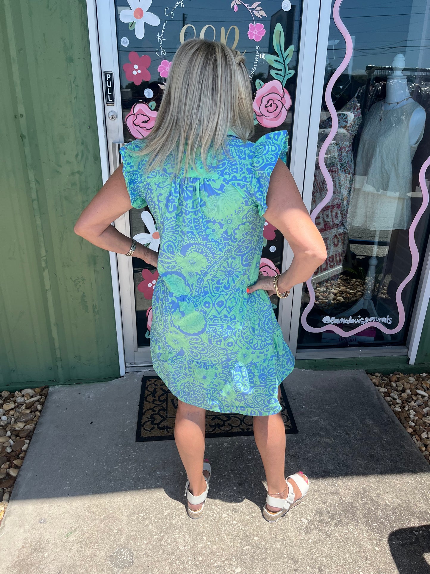 Medallion Print Ruffle Dress