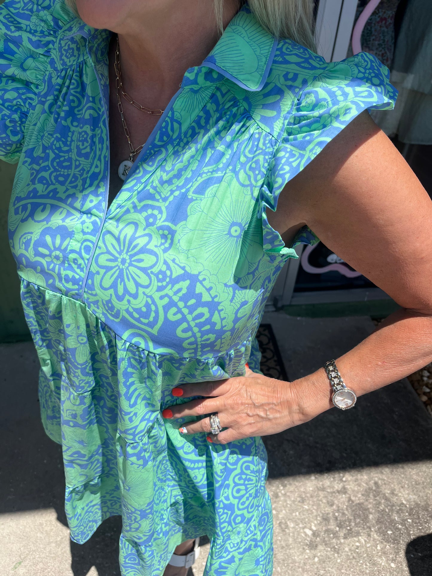 Medallion Print Ruffle Dress