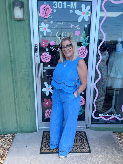Embroidered Pant Matching Set