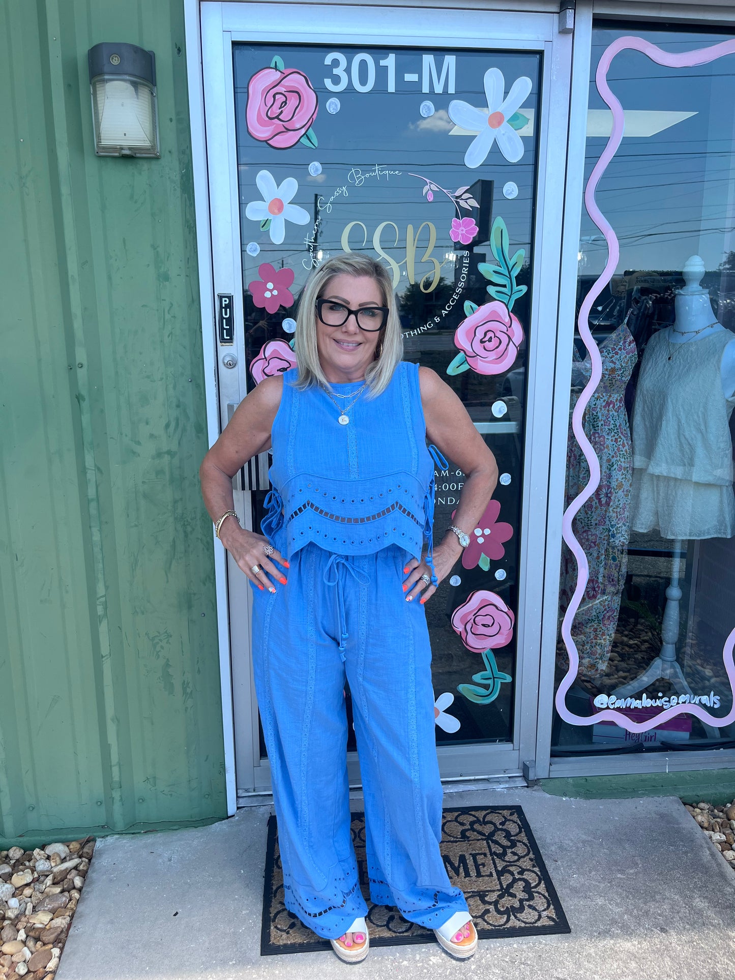 Embroidered Pant Matching Set
