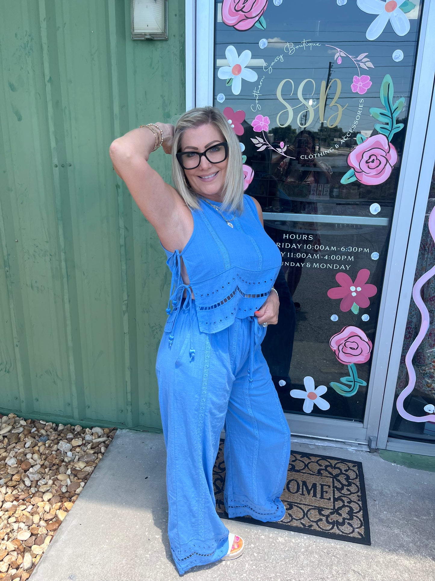 Embroidered Pant Matching Set