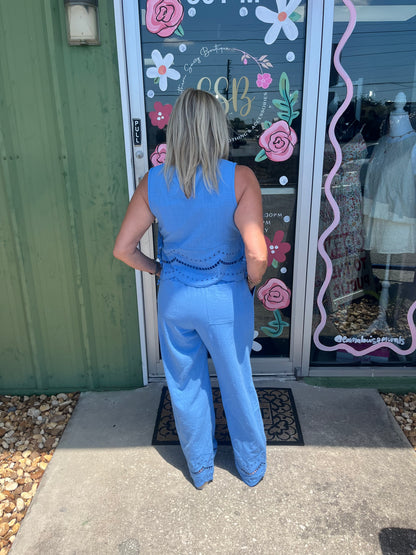 Embroidered Pant Matching Set