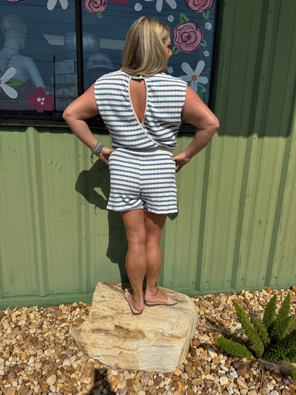 Curvy Relaxed Fit Stripe Romper