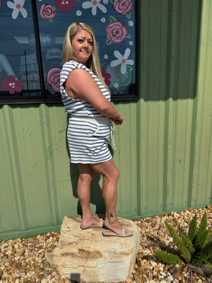 Curvy Relaxed Fit Stripe Romper