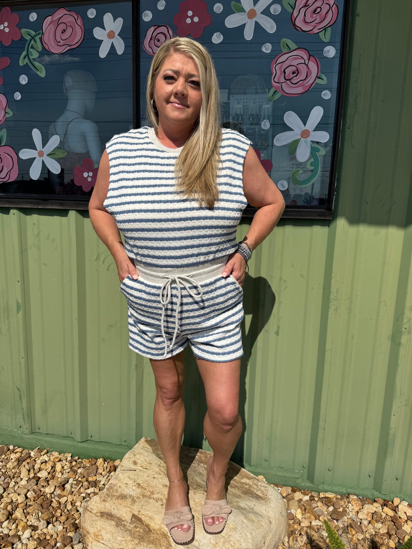 Curvy Relaxed Fit Stripe Romper
