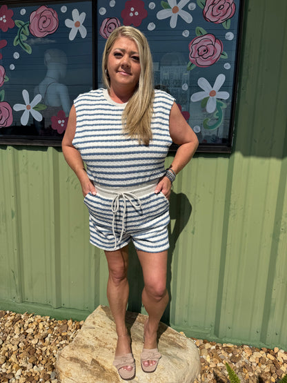 Curvy Relaxed Fit Stripe Romper