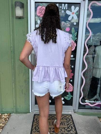 Jersey Tiered Top with Lace Accent
