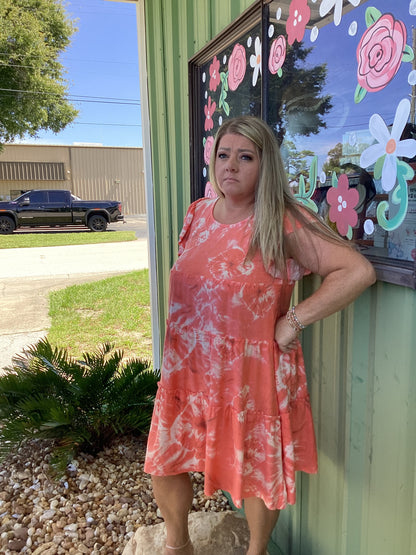Tie-Dye Ruffle Tiered Dress