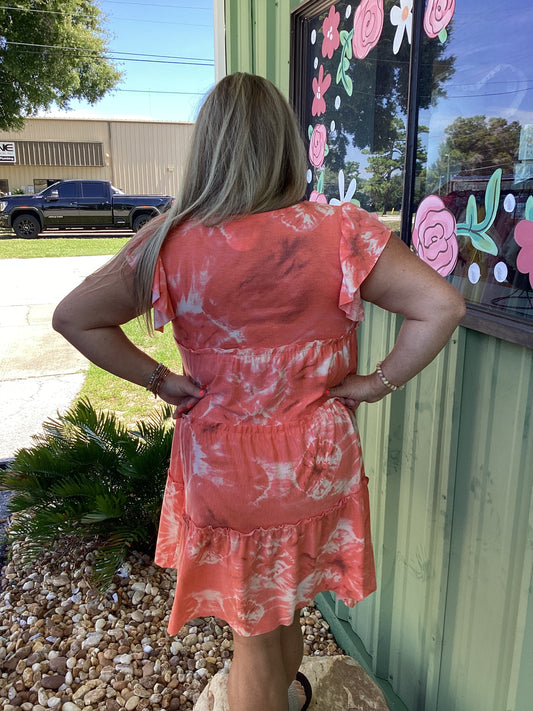 Tie-Dye Ruffle Tiered Dress