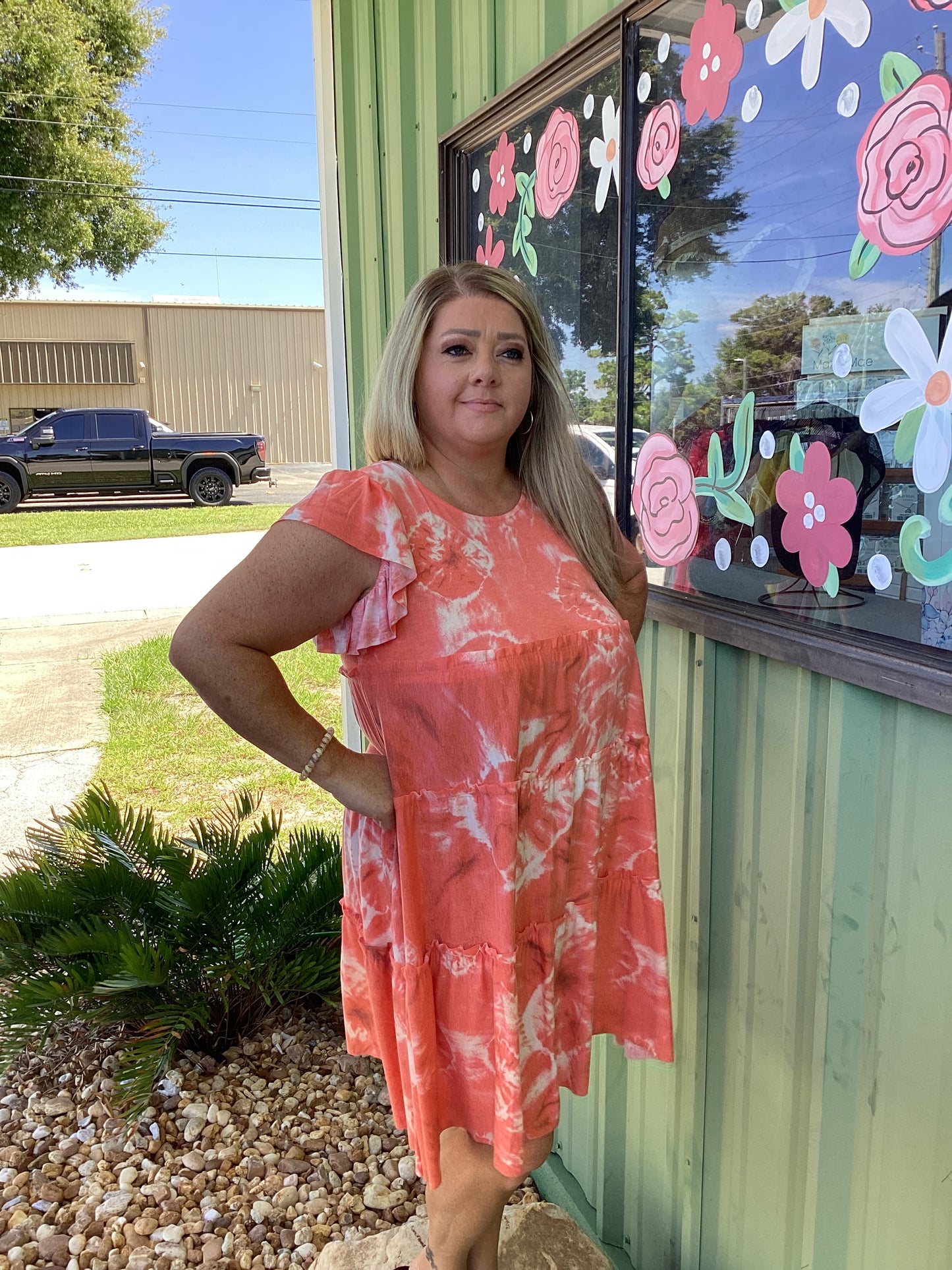 Tie-Dye Ruffle Tiered Dress