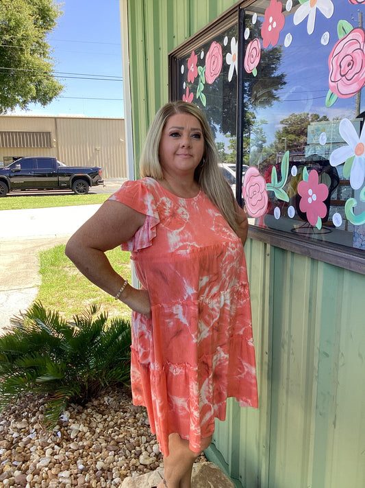 Tie-Dye Ruffle Tiered Dress