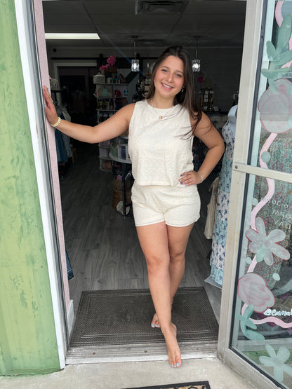 Eyelet Sleeveless Top & Shorts Set