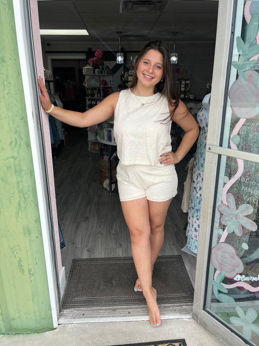 Eyelet Sleeveless Top & Shorts Set