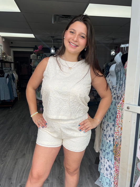 Eyelet Sleeveless Top & Shorts Set