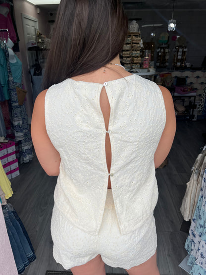 Eyelet Sleeveless Top & Shorts Set