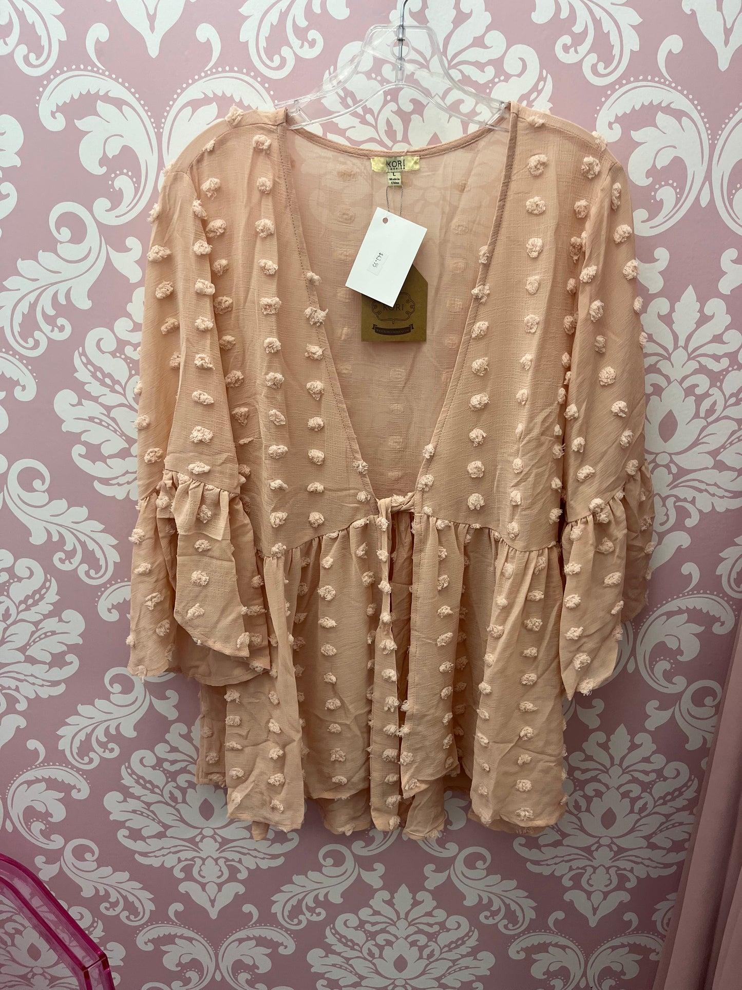 Pullover with Bubble Detail and front tie