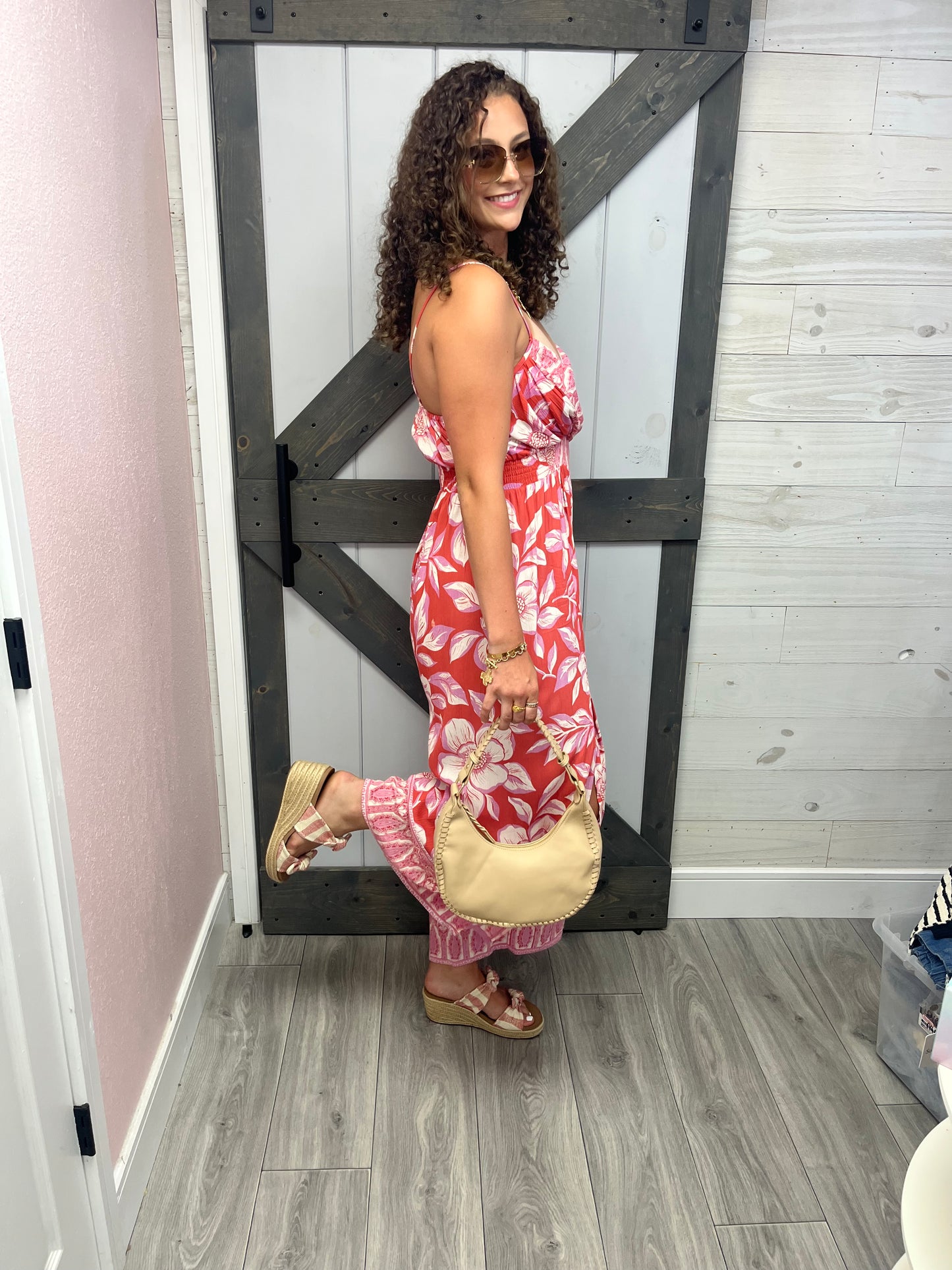 Boho V Neck Slit Leg Jumpsuit