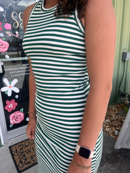 Striped Ribbed Tank Dress