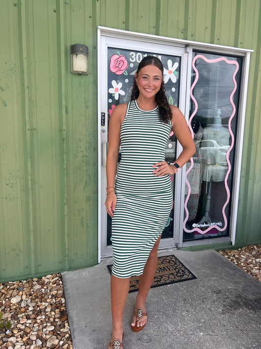Striped Ribbed Tank Dress