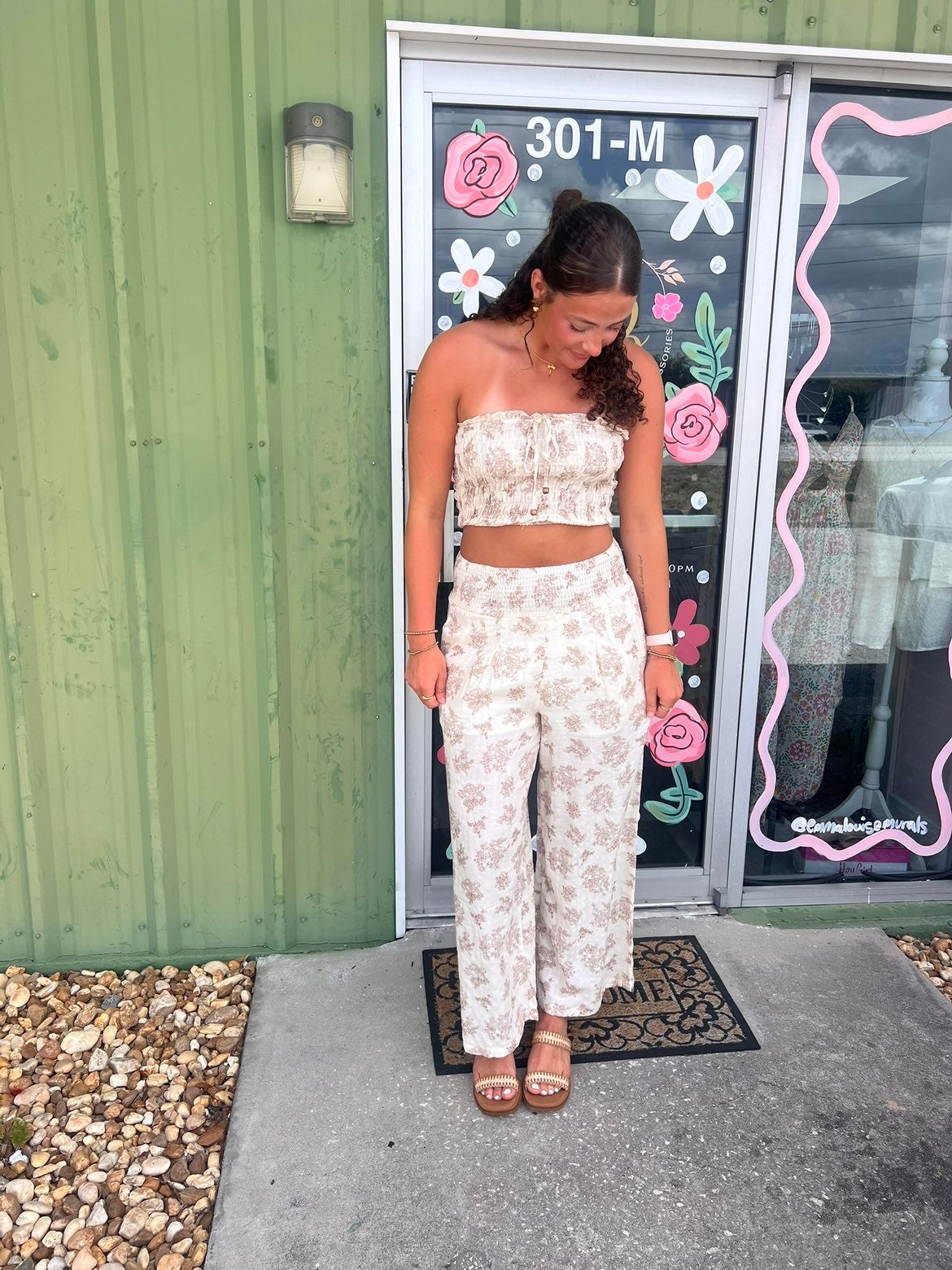 Smocked Tube Top & Wide-Leg Pants Set