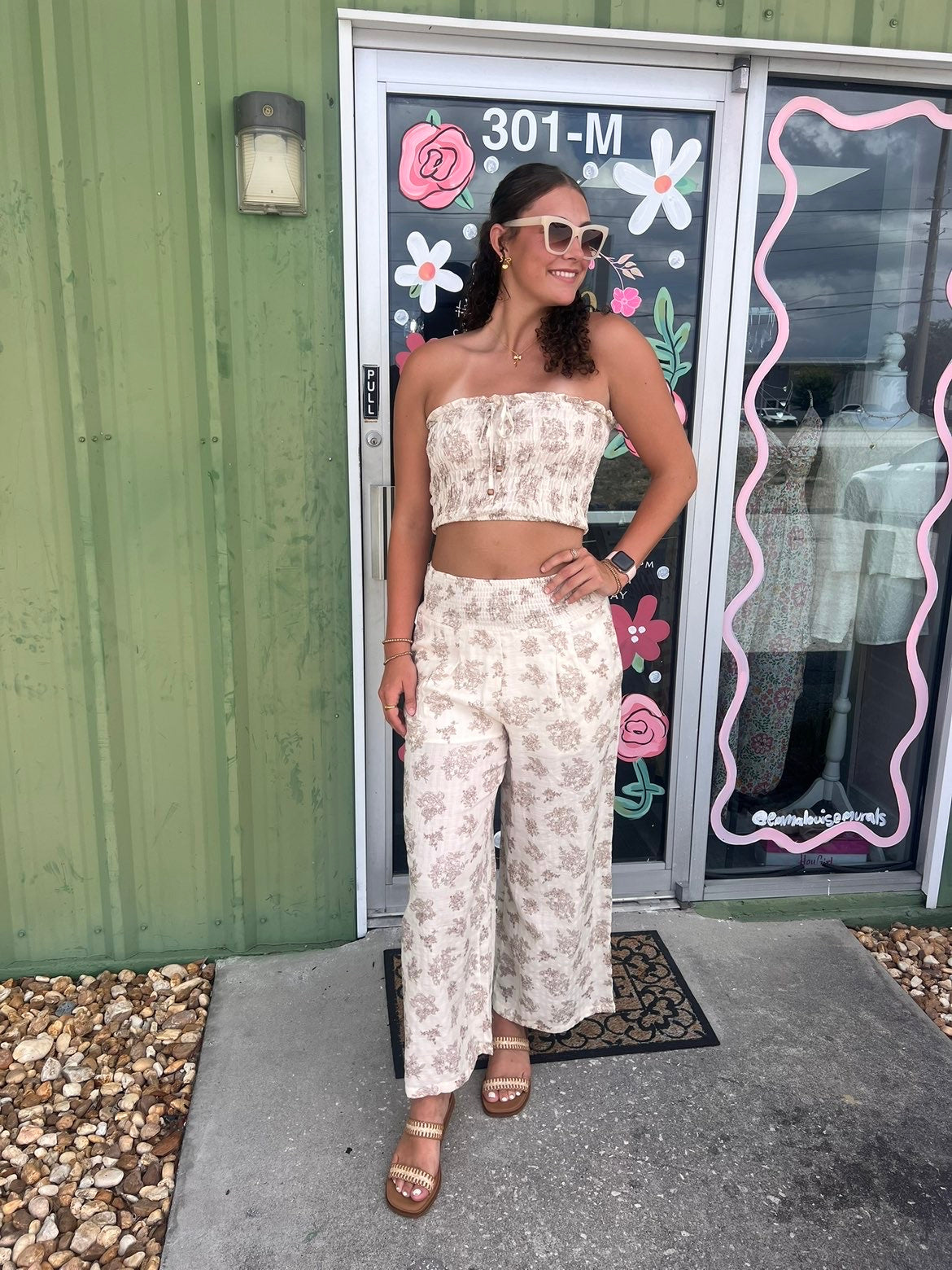 Smocked Tube Top & Wide-Leg Pants Set