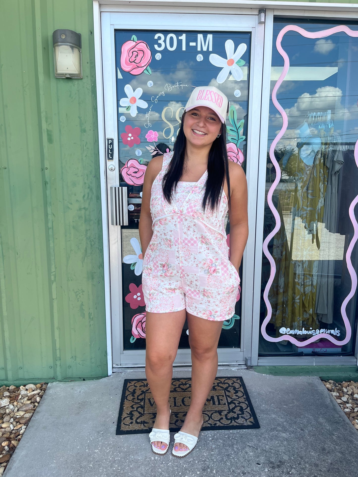 Patchwork Floral & Gingham Print Romper