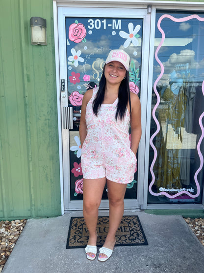 Patchwork Floral & Gingham Print Romper