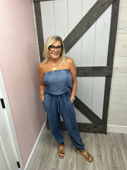 Acid Wash Tube Jumpsuit