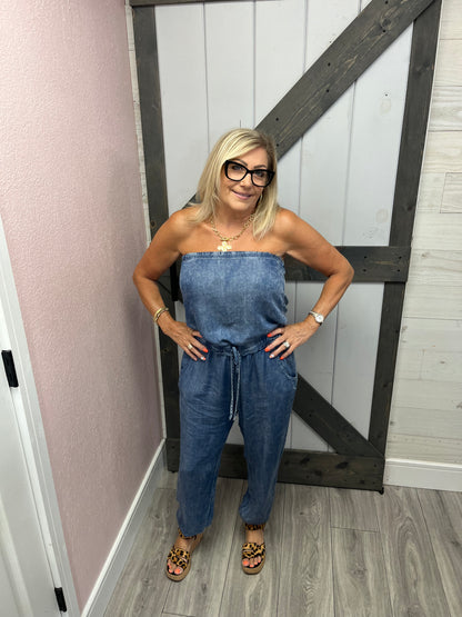 Acid Wash Tube Jumpsuit