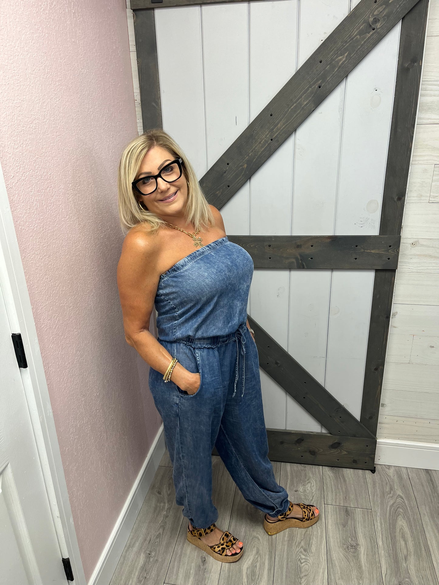Acid Wash Tube Jumpsuit