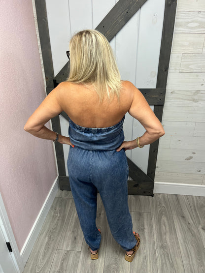 Acid Wash Tube Jumpsuit