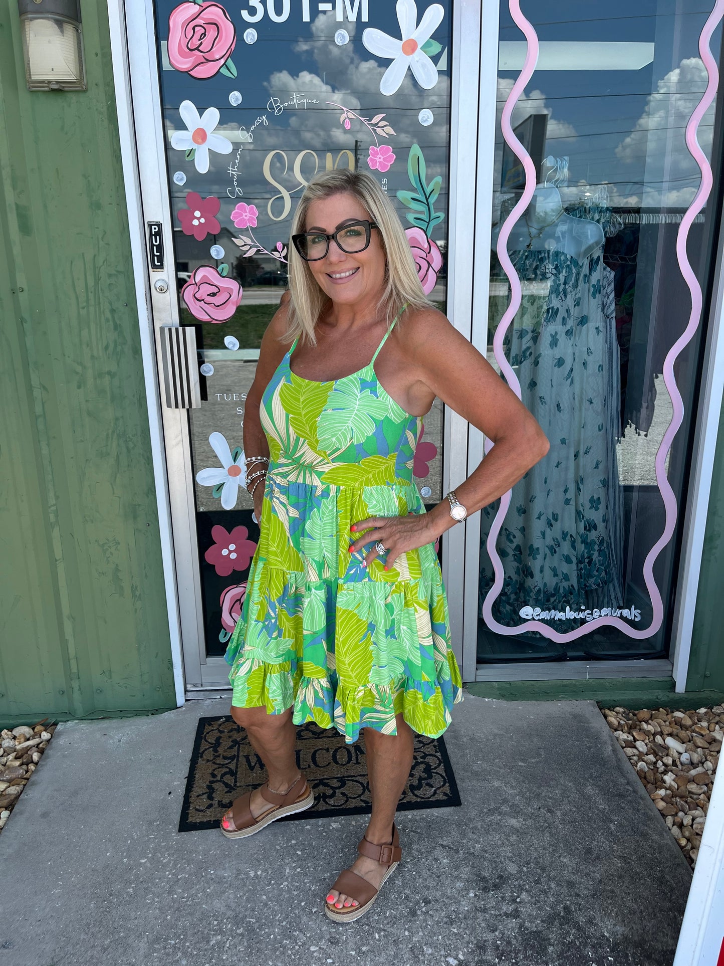 Babydoll Tropical Print Mini Dress
