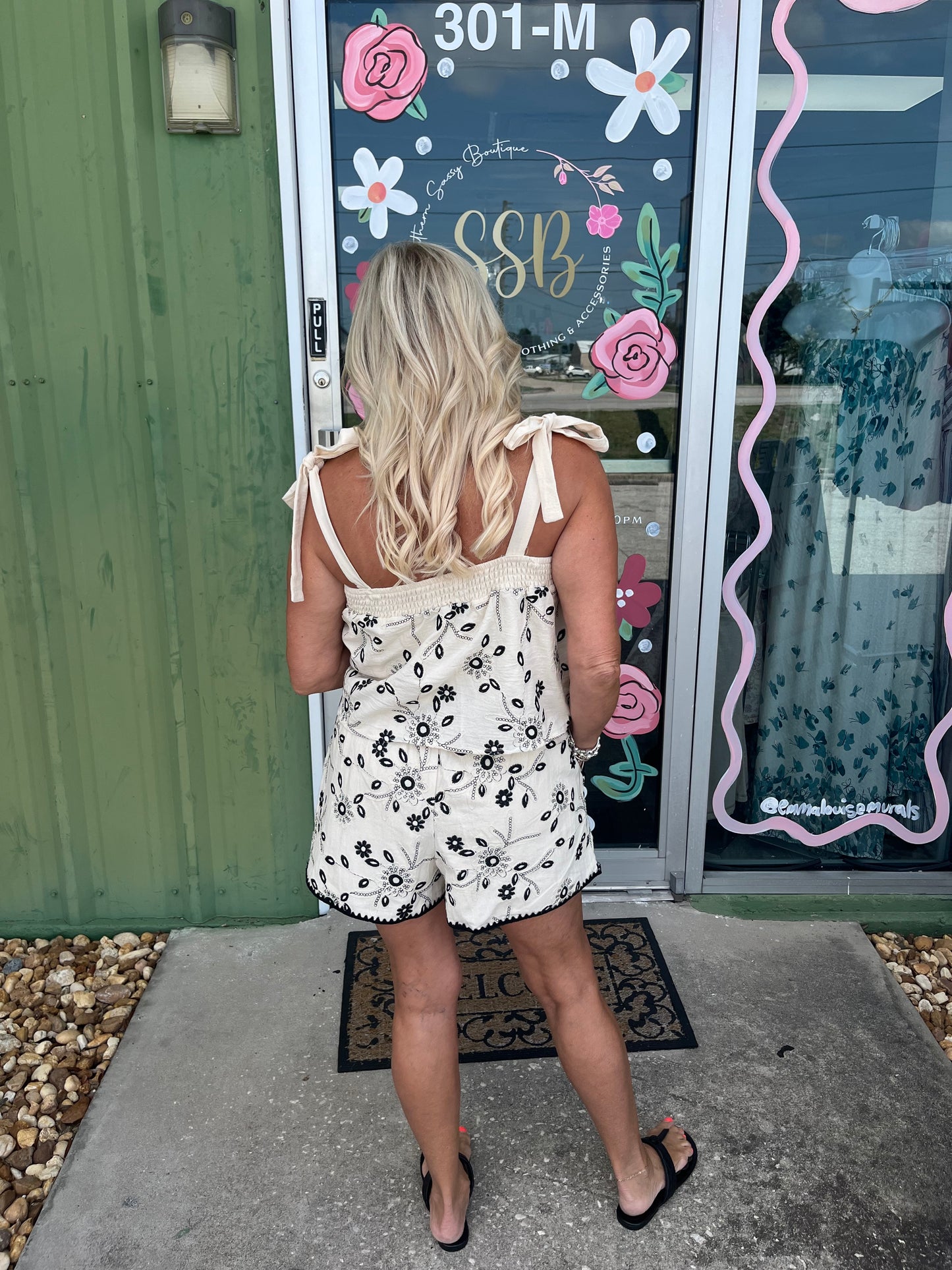 Embroidery Crop Top and Short Set
