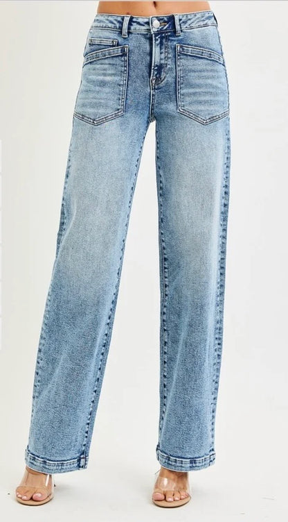Risen Slouchy Baggy Jeans w/ Patch Pocket