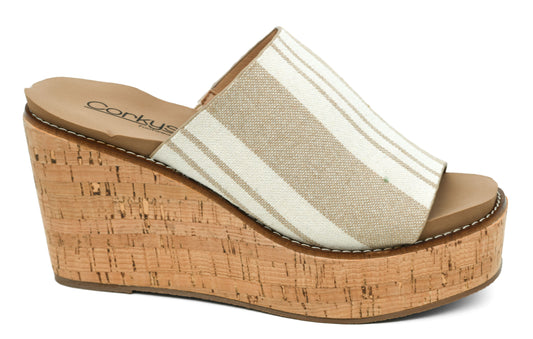 Corkys-mugshot Tan Natural Stripe Wedge