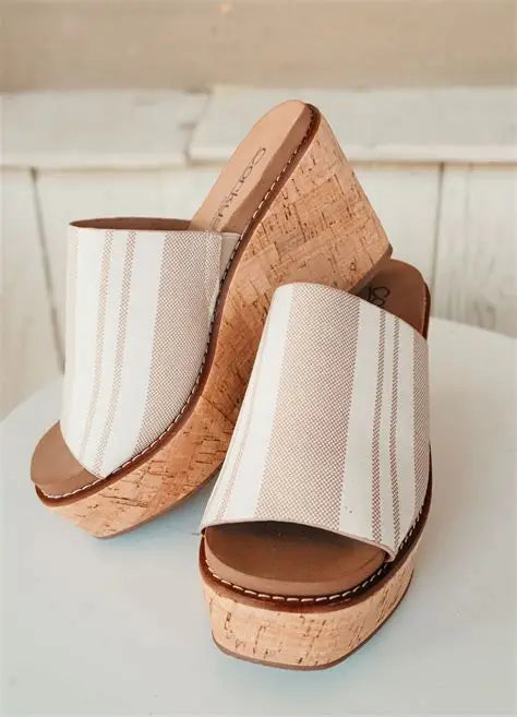 Corkys-mugshot Tan Natural Stripe Wedge