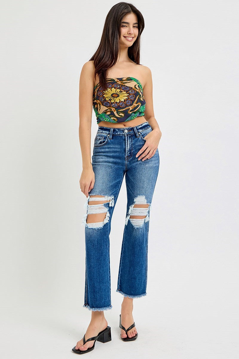 Risen Mid Rise Crop Flare Jeans
