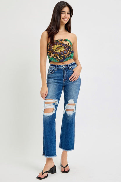 Risen Mid Rise Crop Flare Jeans