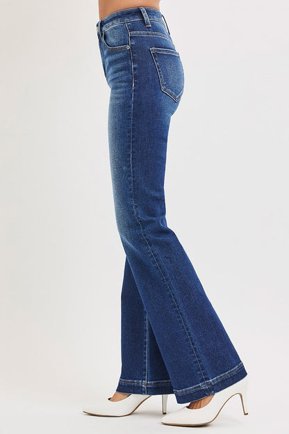 Deep Blue Low Rise Flare Jeans by Risen