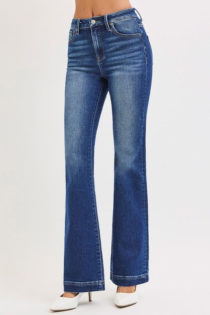 Deep Blue Low Rise Flare Jeans by Risen